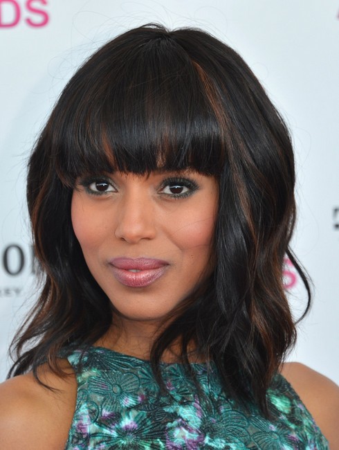 2014 Kerry Washington Medium Haircut: Blunt Bangs