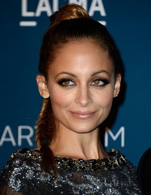 2014 Nicole Richie Hairstyles: High Braided Ponytail