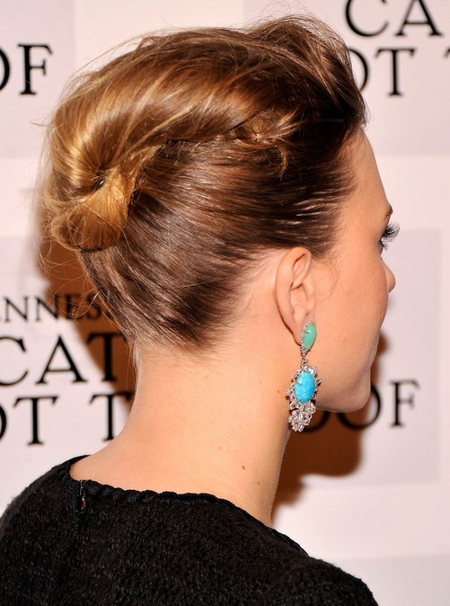 2014 Scarlett Johansson Medium Hairstyles: French Twist Updo Hairstyle