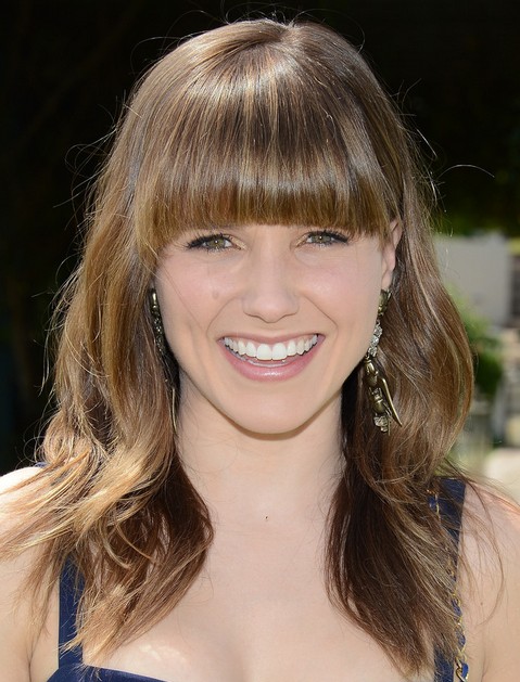 2014 Sophia Bush Medium Hairstyles: Brown Hair Style with Blunt Bangs