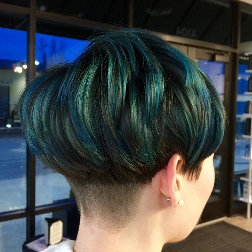 Blue and Emerald Bowl Hair