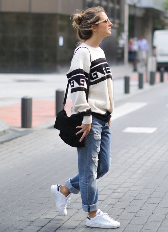 Boyfriend Jeans and White Shoes