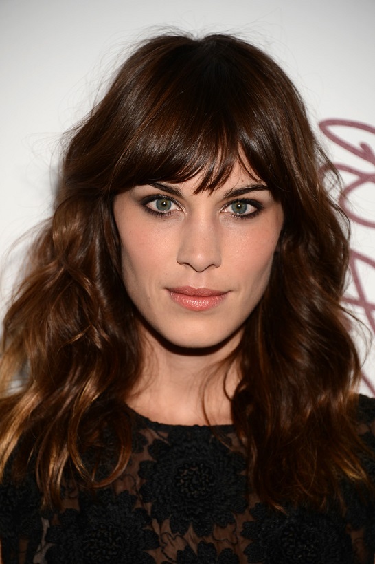 Celebrity Hair Idea - Alexa Chung Long Wavy Hairstyle with Bangs