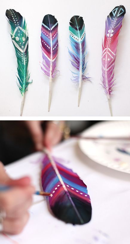 DIY Painted Feathers