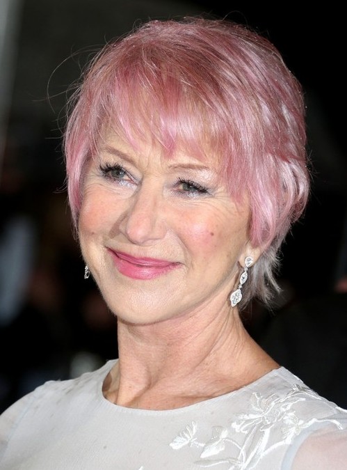 Helen Mirren Pink Short Hair - Short Hairstyle for Women Over 60s