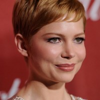 Layered Short Straight Haircut with Bangs - Michelle Williams Pixie Hairstyle 2014