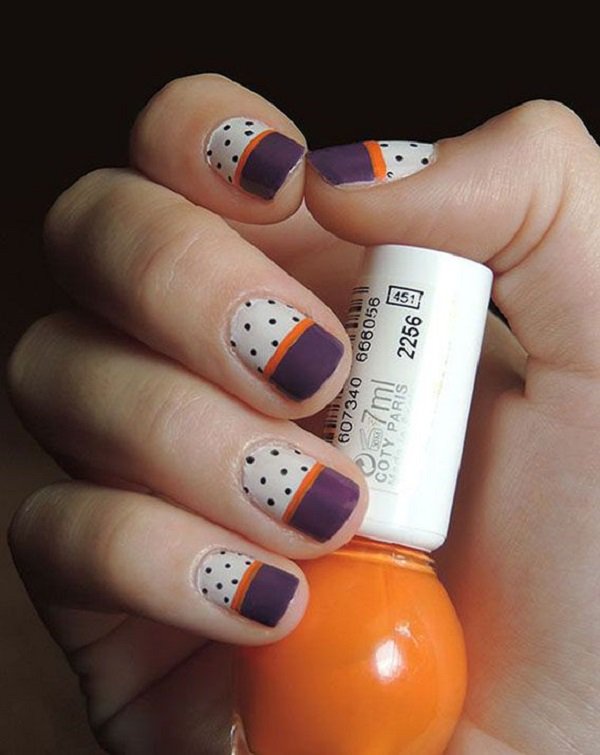 Purple Polka Dot Nail Design