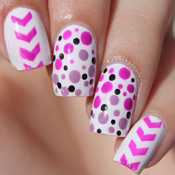 Purple Polka Dot Nail Design