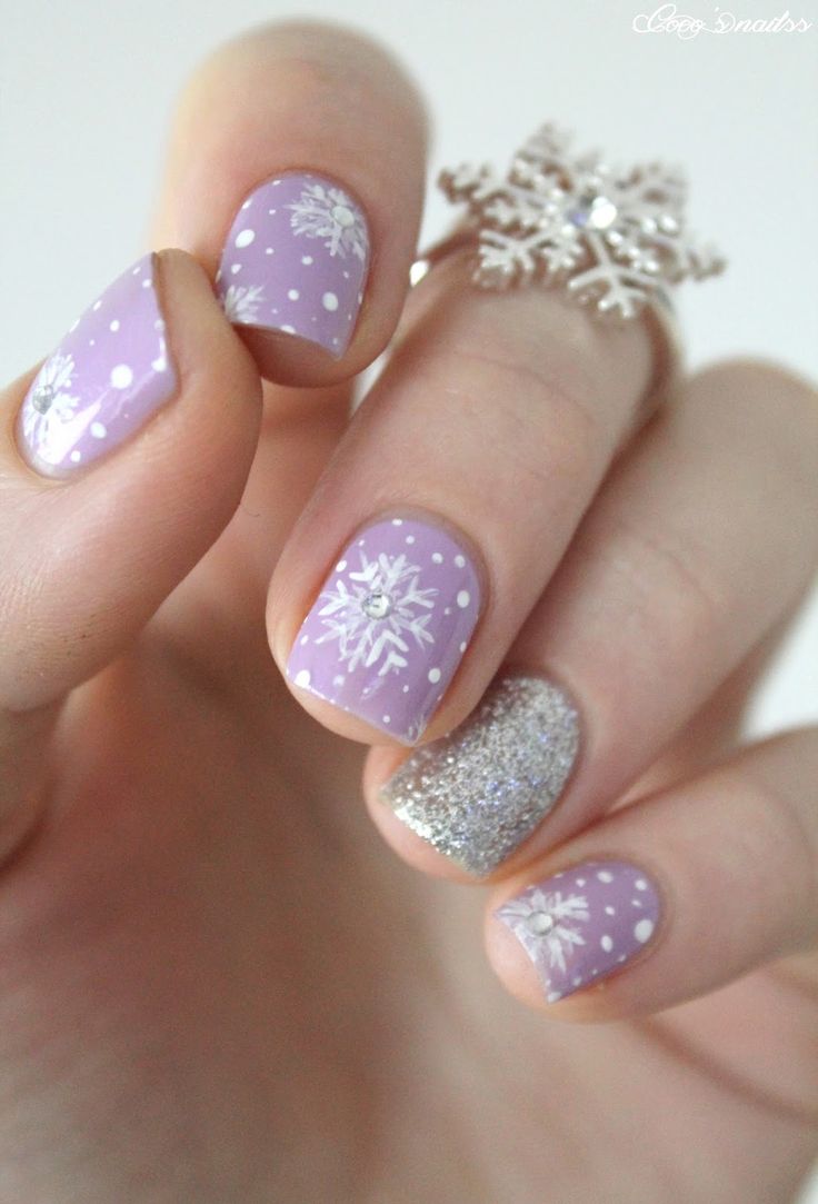 Purple Snowflake Nails