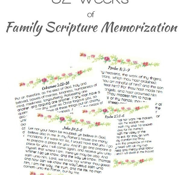 52 Weeks of Family Scripture Memorization - Free Printable Memory Verse Cards | Christian Homemaking