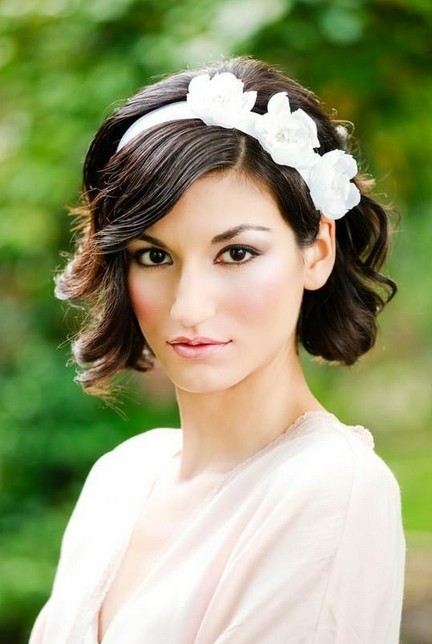 Short Wavy Curly Wedding Hairstyles - Wedding Hair with Headband