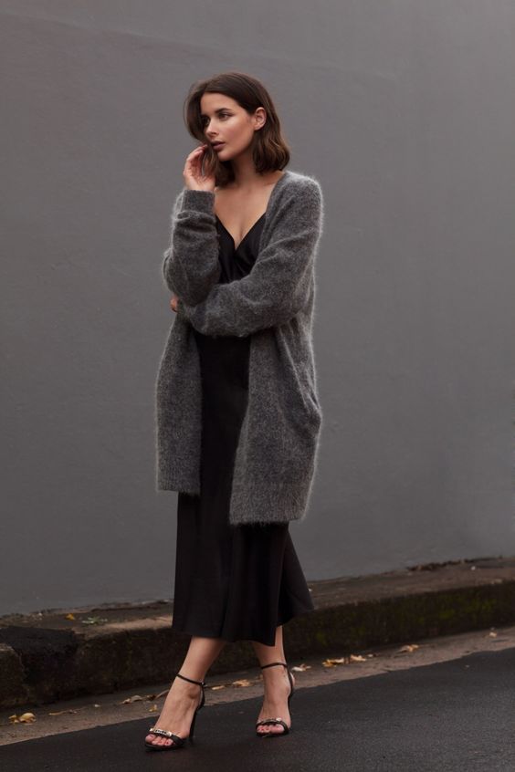 Slip Dress and Knit Sweater