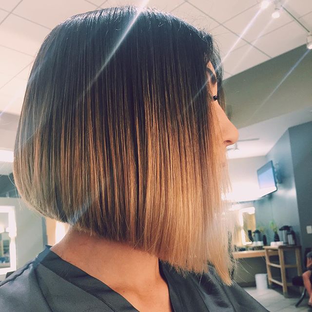 straight a-line ombre bob cut