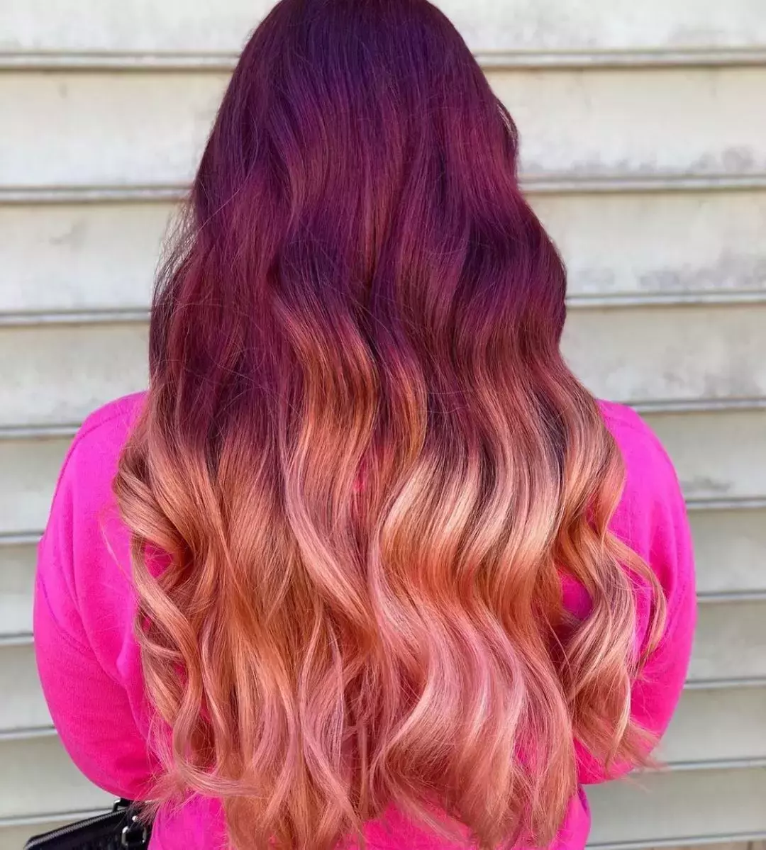 Cherry Magenta Peach Ombre